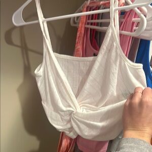 White Knotted Tank Top